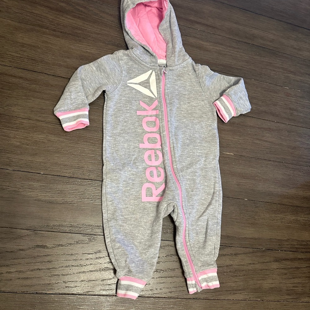 6-9month Reebok Gray and Pink Kids One Piece